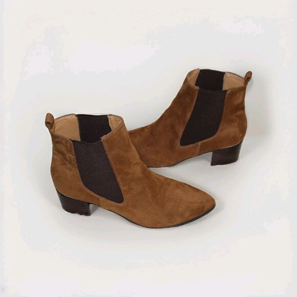 Nine West Taye Women's Brown NWT 10W Faux Suede Chelsea Pull On Ankle Boots - Picture 3 of 11